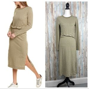 Current Elliott 0 Stripe Studio Midi T Shirt Dress